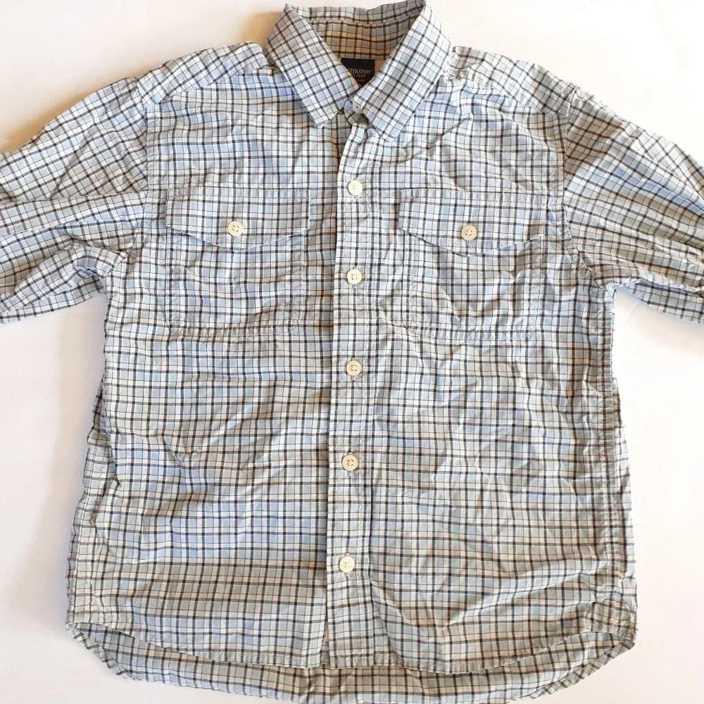 Oshkosh Boys Shirt Button Down Blue Long Sleeve Size 7